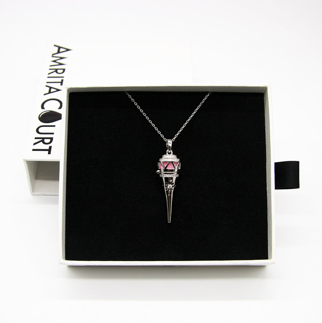 Gift Box - Cone White Gold Aroma Necklace + Purify Oil Blend 7