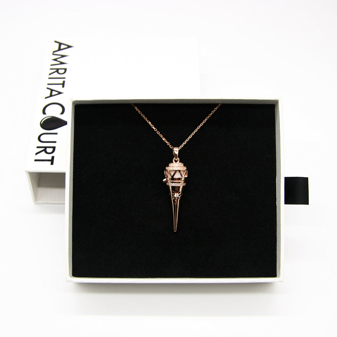 Gift Box - Cone Rose Gold Aroma Necklace + Purify Oil Blend 8