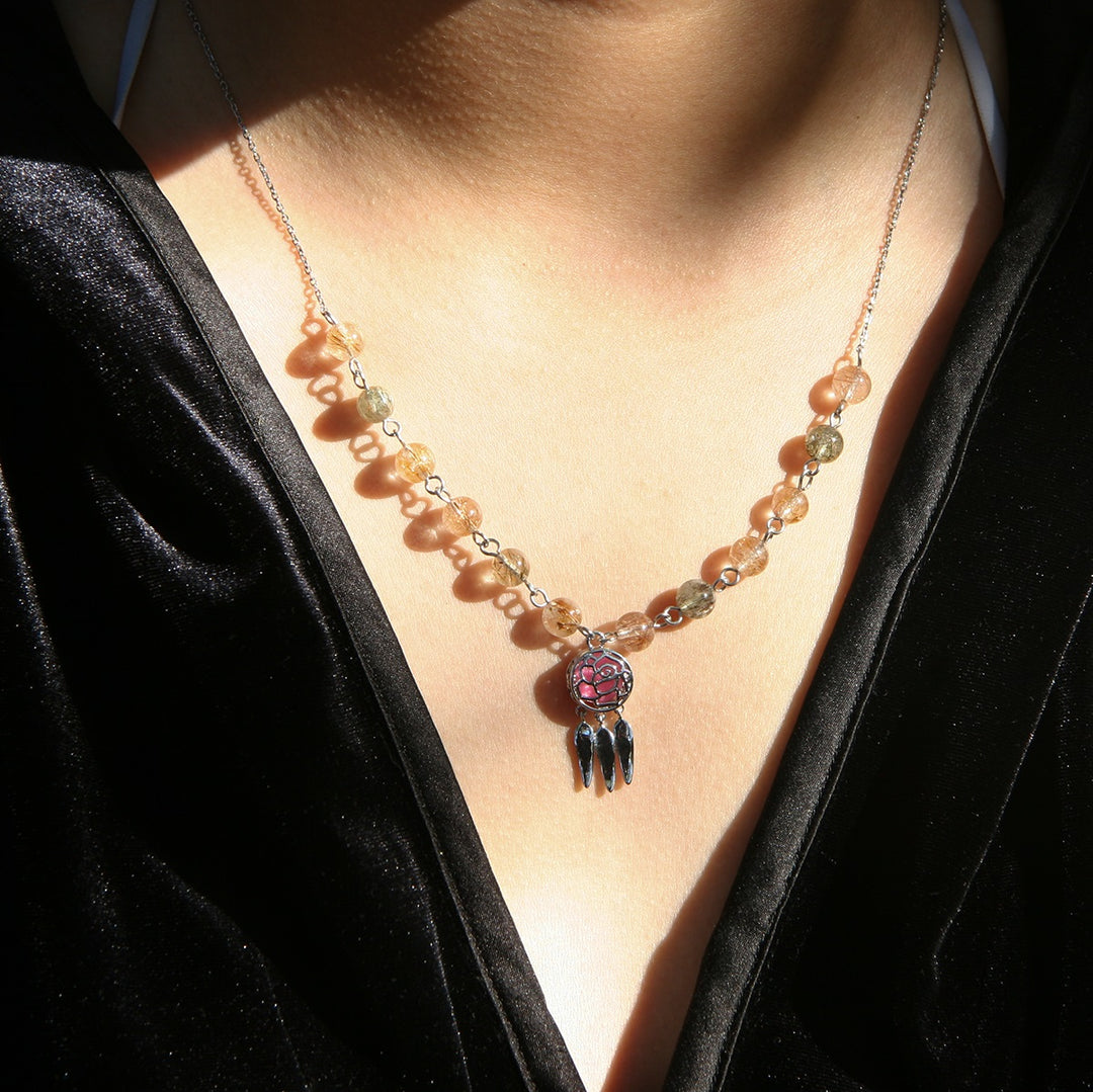 Gift Box - Rose White Gold Aroma Necklace + Purify Oil Blend 3