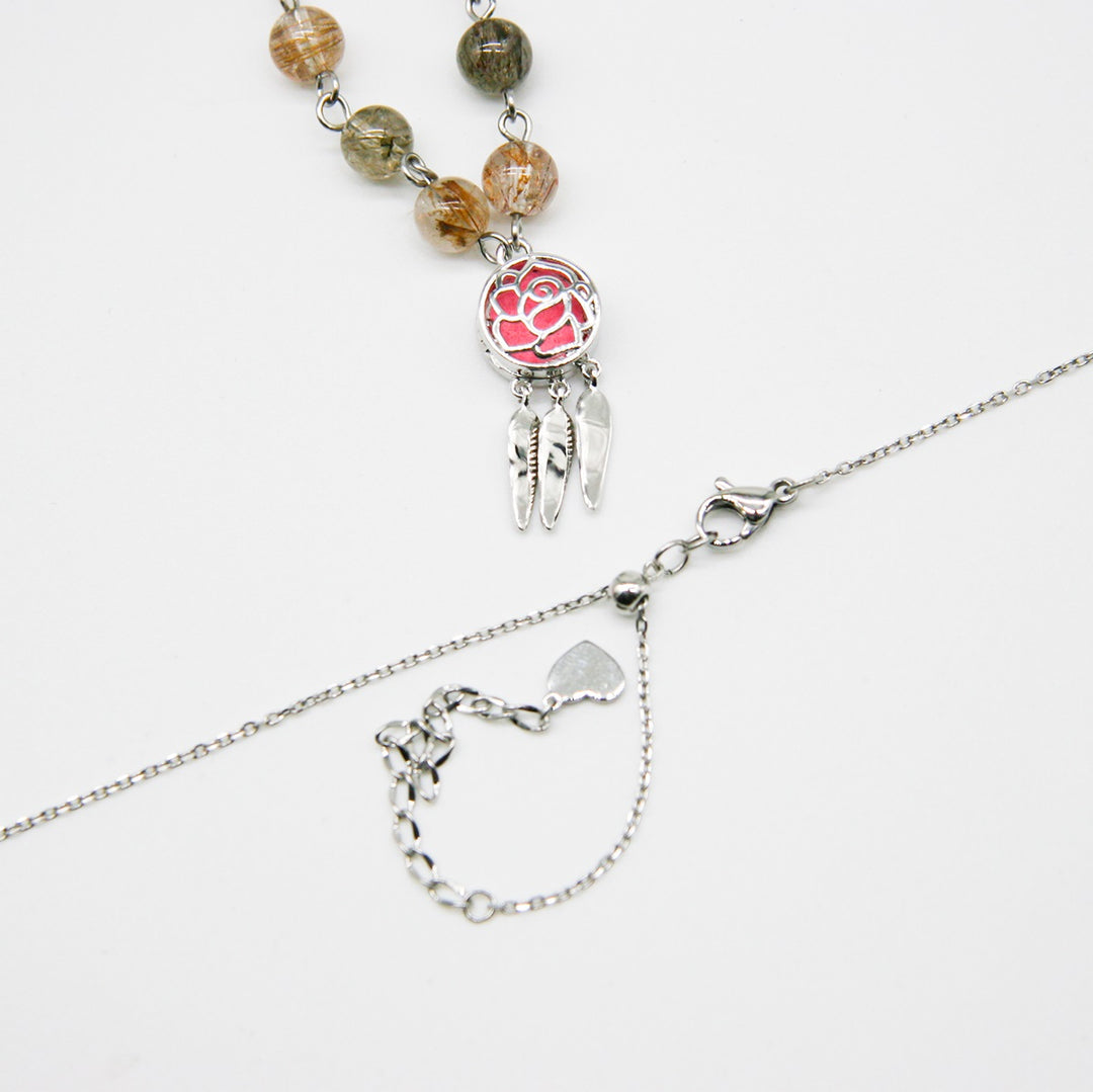Gift Box - Rose White Gold Aroma Necklace + Purify Oil Blend 4