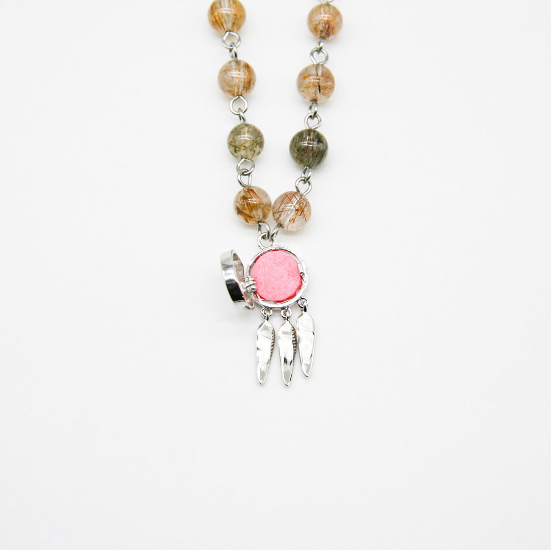 Gift Box - Rose White Gold Aroma Necklace + Purify Oil Blend 6