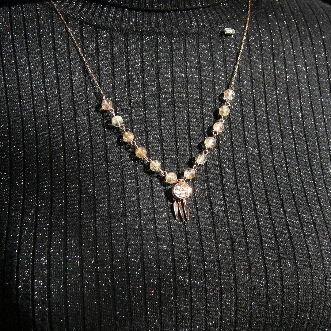 Gift Box - Rose Rose Gold Aroma Necklace + Purify Oil Blend 3