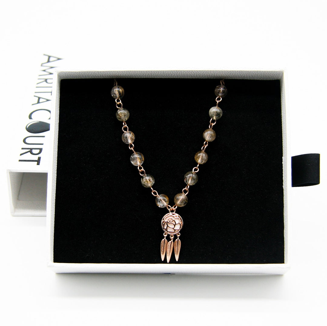 Gift Box - Rose Rose Gold Aroma Necklace + Purify Oil Blend 7