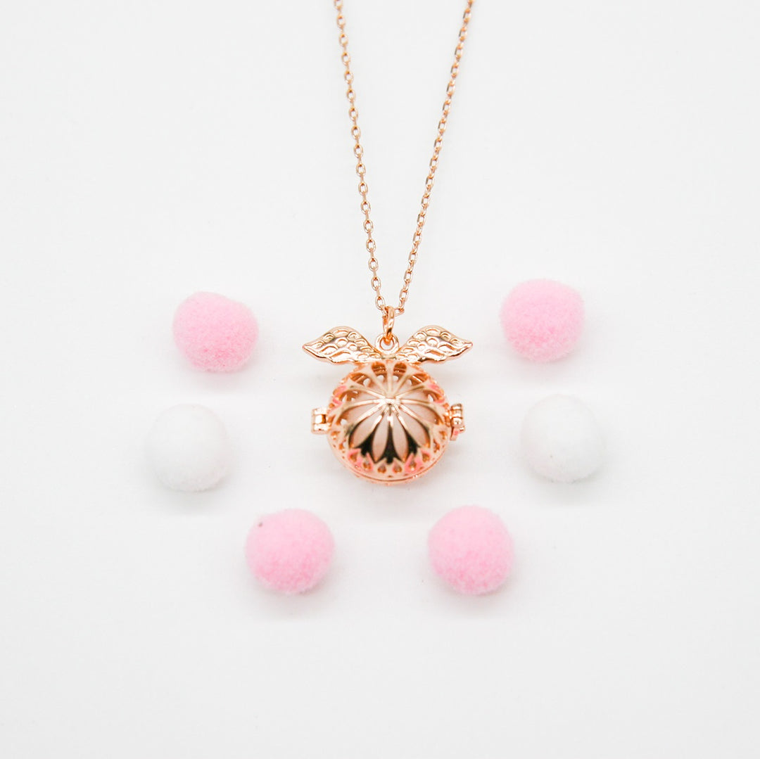 Gift Box - Angel Ball Rose Gold Aroma Necklace + Purify Oil Blend 5