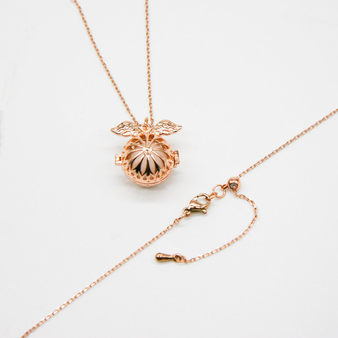 Gift Box - Angel Ball Rose Gold Aroma Necklace + Purify Oil Blend 7