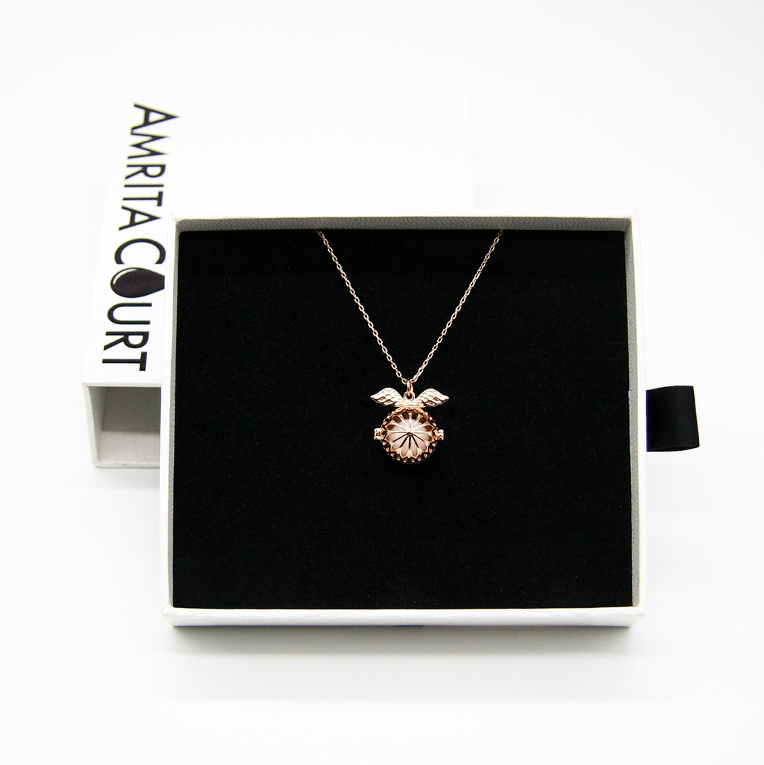Gift Box - Angel Ball Rose Gold Aroma Necklace + Purify Oil Blend 8