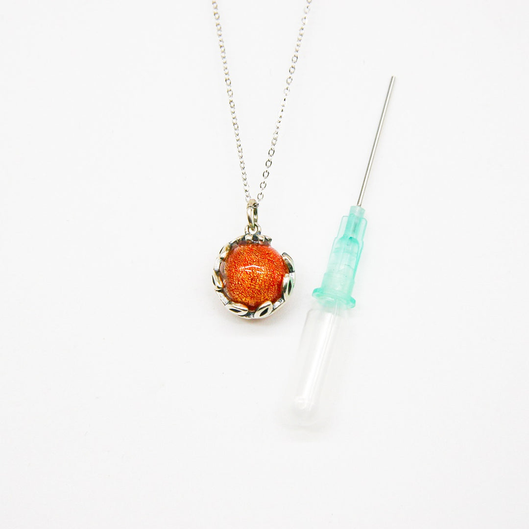Gift Box - Aroma Necklace White Gold - Planet Solstice Sunburst (Fire Red) + Purify Oil Blend 5