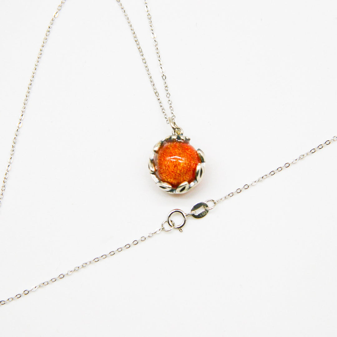 Gift Box - Aroma Necklace White Gold - Planet Solstice Sunburst (Fire Red) + Purify Oil Blend 6