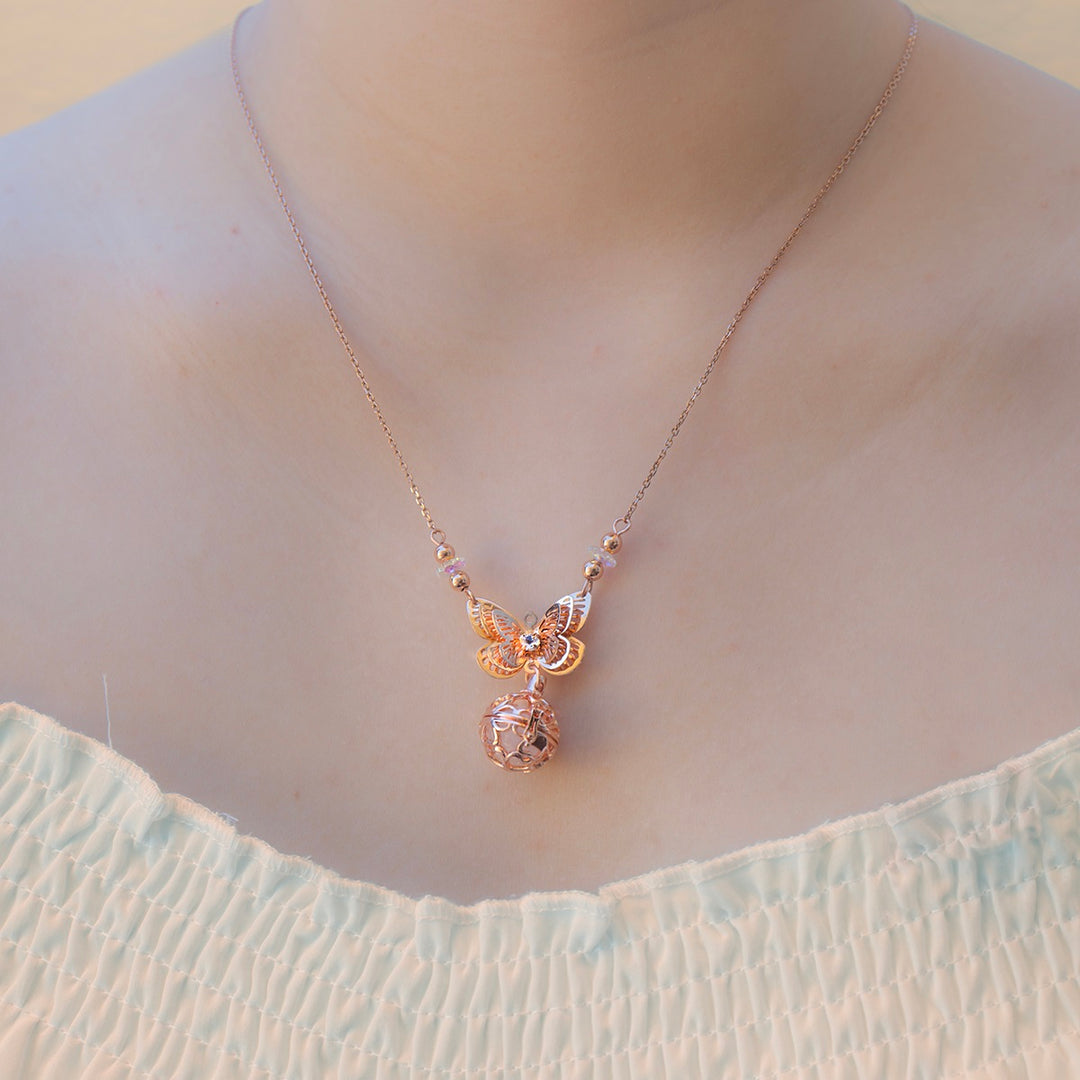 Gift Box - Butterfly Rose Gold Aroma Necklace + Purify Oil Blend 3