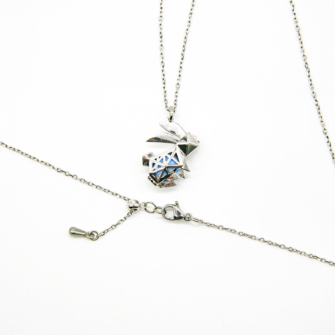 Gift Box - Rabbit White Gold Aroma Necklace + Purify Oil Blend 8