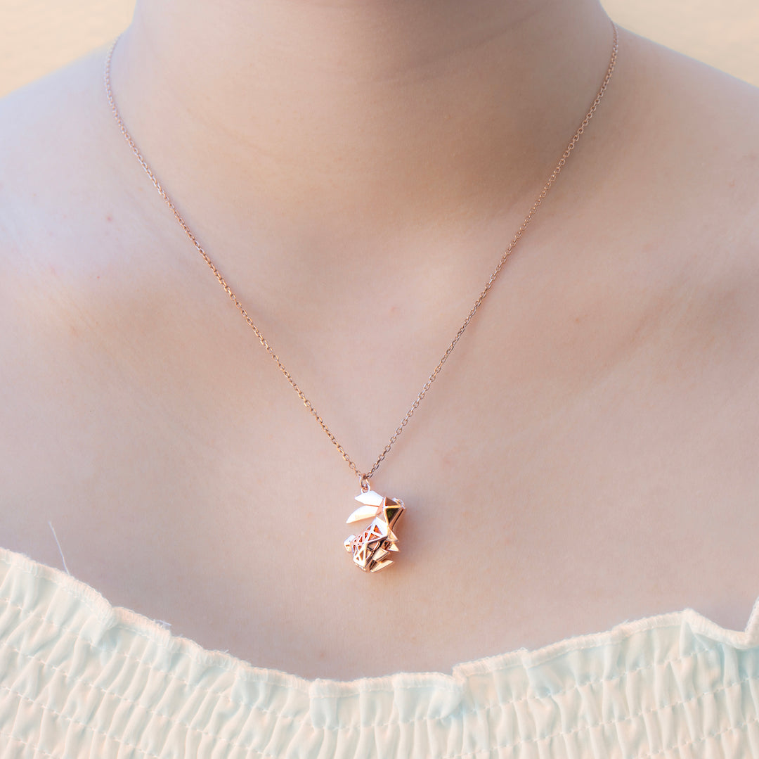 Gift Box - Rabbit Rose Gold Aroma Necklace + Purify Oil Blend 3