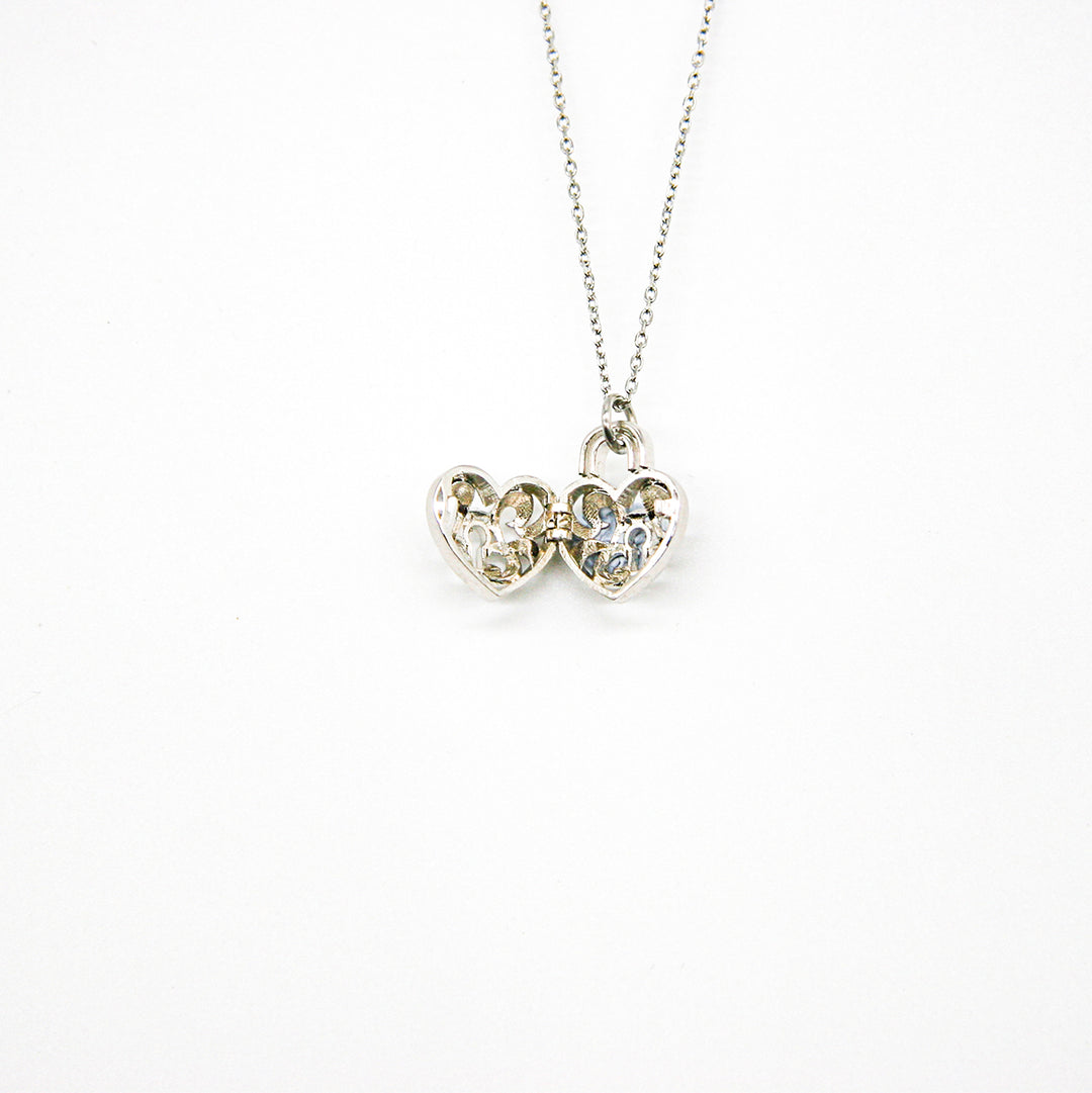 Gift Box - Heart Lock White Gold Aroma Necklace + Purify Oil Blend 5