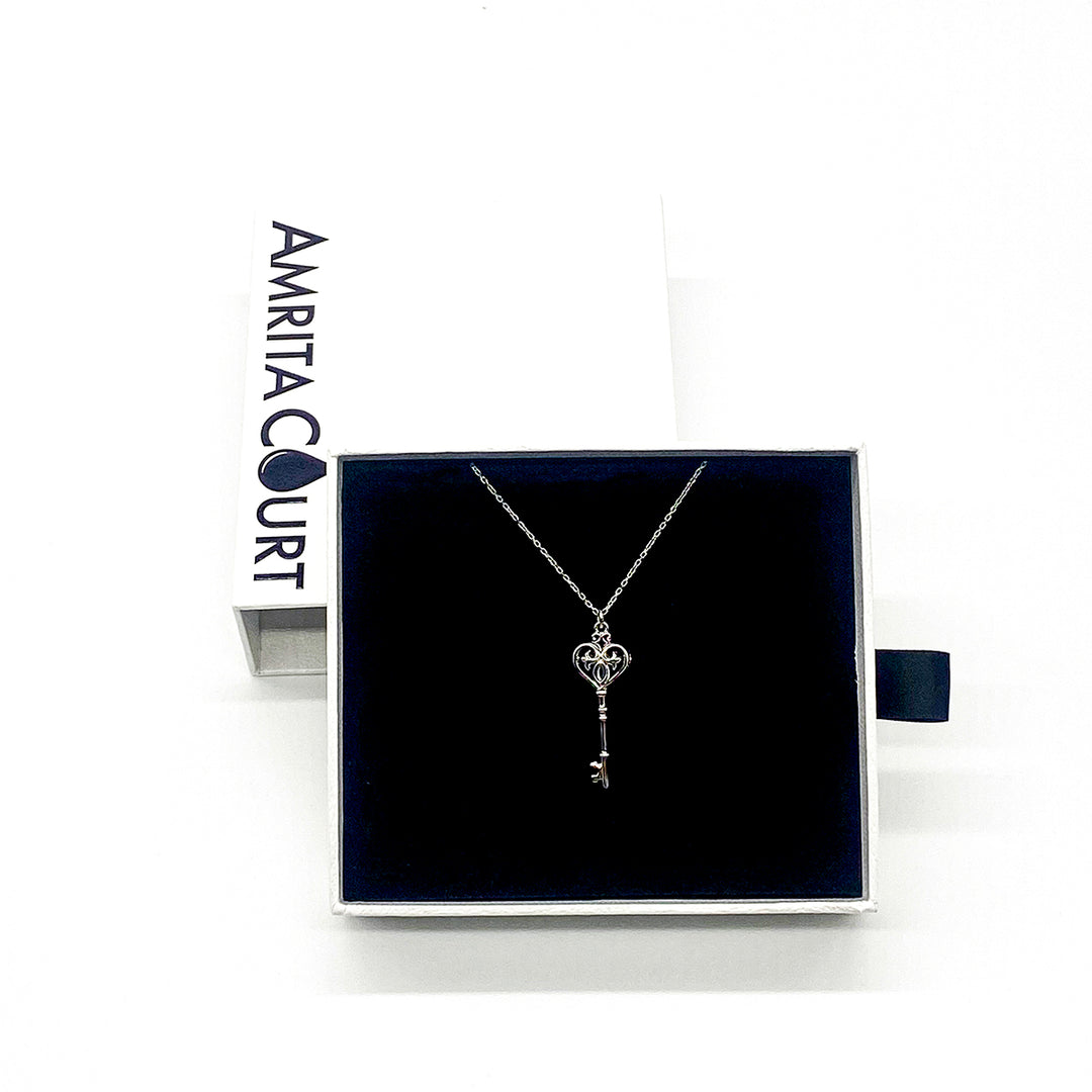 Gift Box - Key White Gold Aroma Necklace + Purify Oil Blend 4