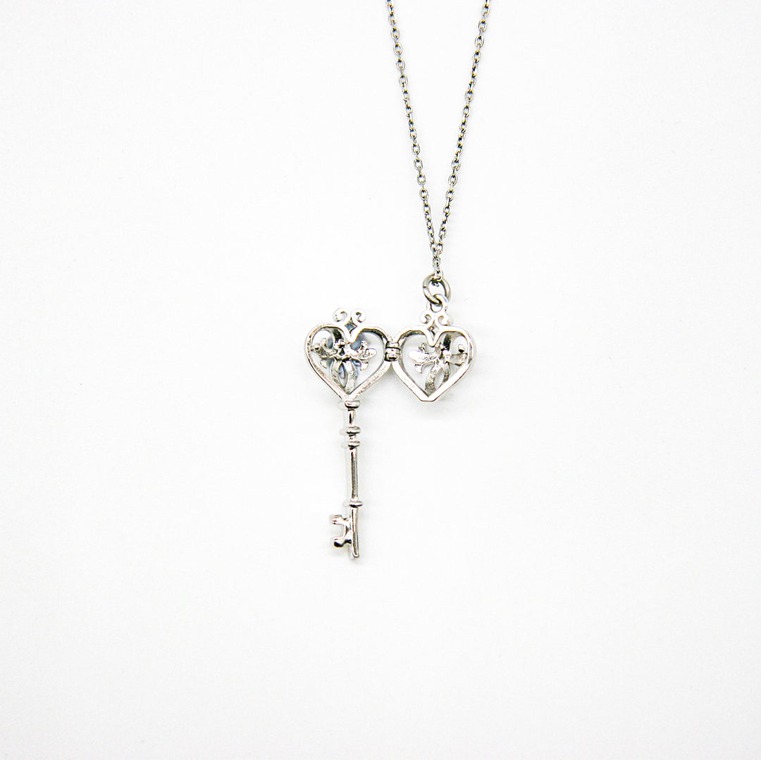 Gift Box - Key White Gold Aroma Necklace + Purify Oil Blend 5