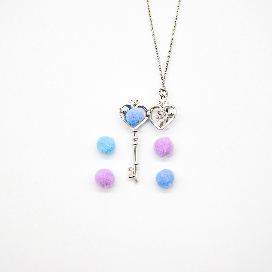 Gift Box - Key White Gold Aroma Necklace + Purify Oil Blend 6