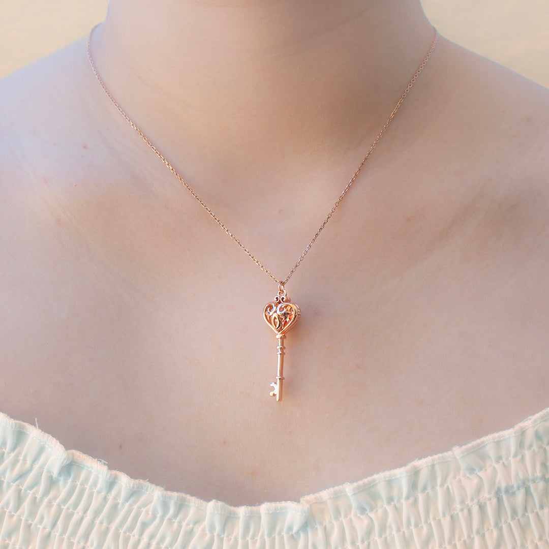 Gift Box - Key Rose Gold Aroma Necklace + Purify Oil Blend 4