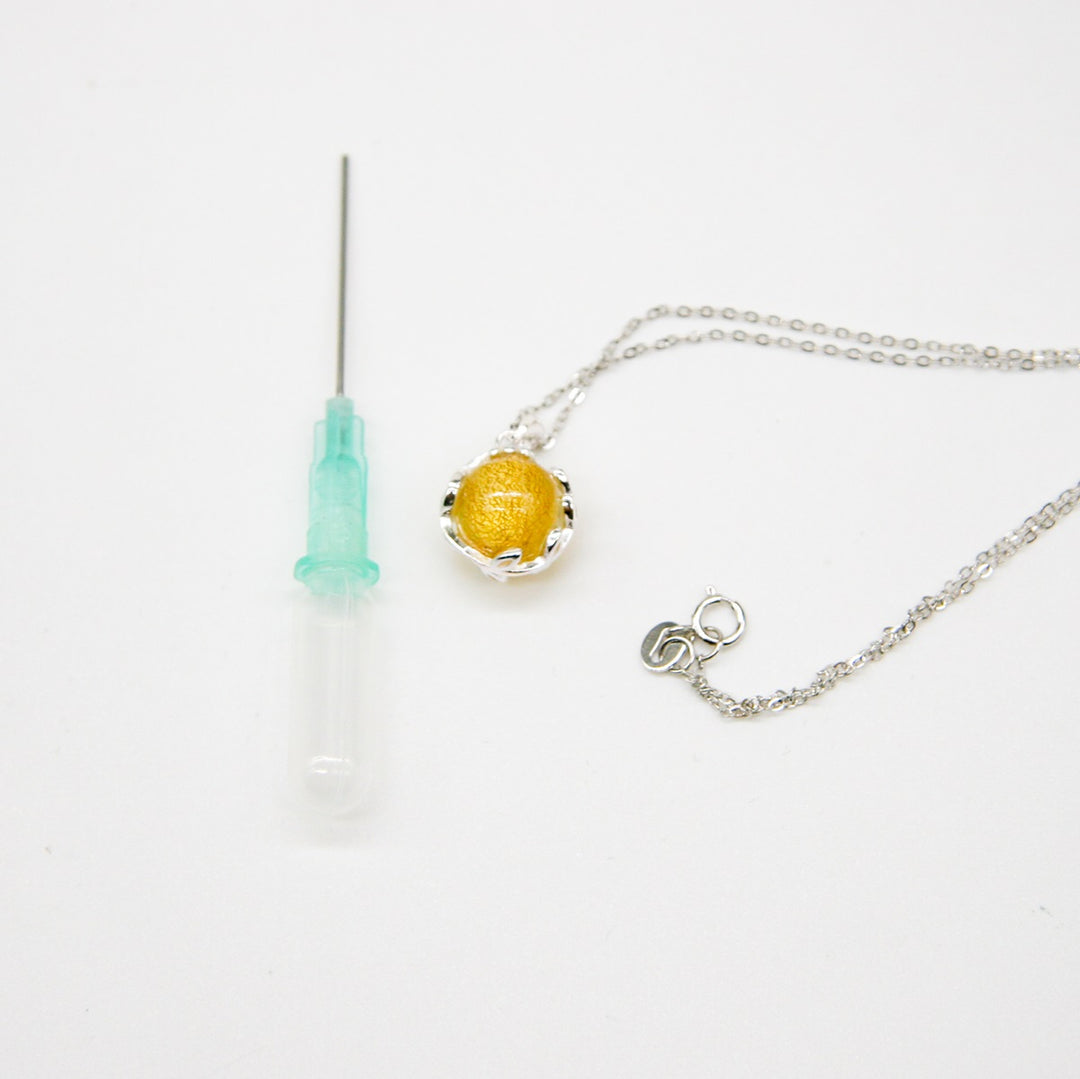 Gift Box - Aroma Necklace White Gold - Planet Jovian Gold (Golden Yellow) + Purify Oil Blend 5