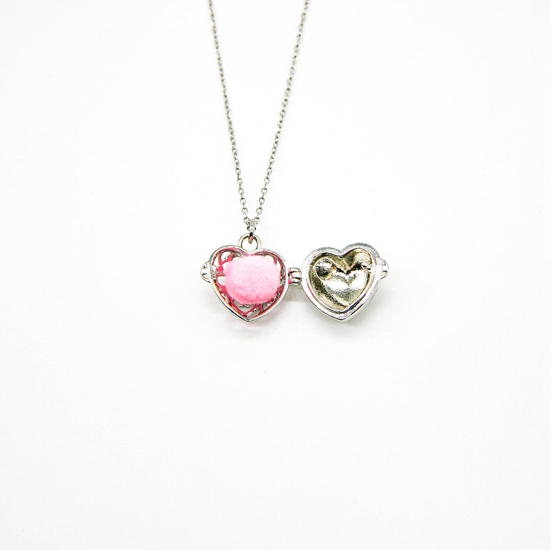 Gift Box - Love Heart White Gold Aroma Necklace + Purify Oil Blend 6