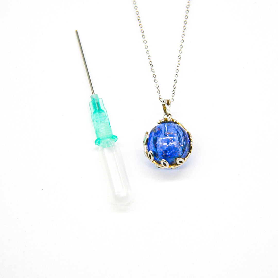 Gift Box - Aroma Necklace White Gold - Planet Celestial Sapphire (Blue) + Purify Oil Blend 5