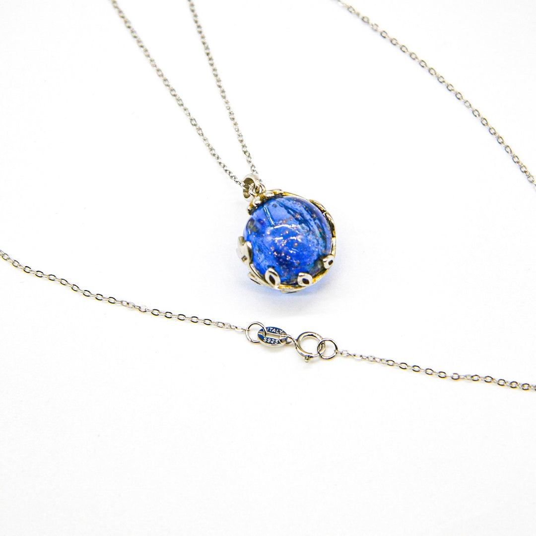 Gift Box - Aroma Necklace White Gold - Planet Celestial Sapphire (Blue) + Purify Oil Blend 6