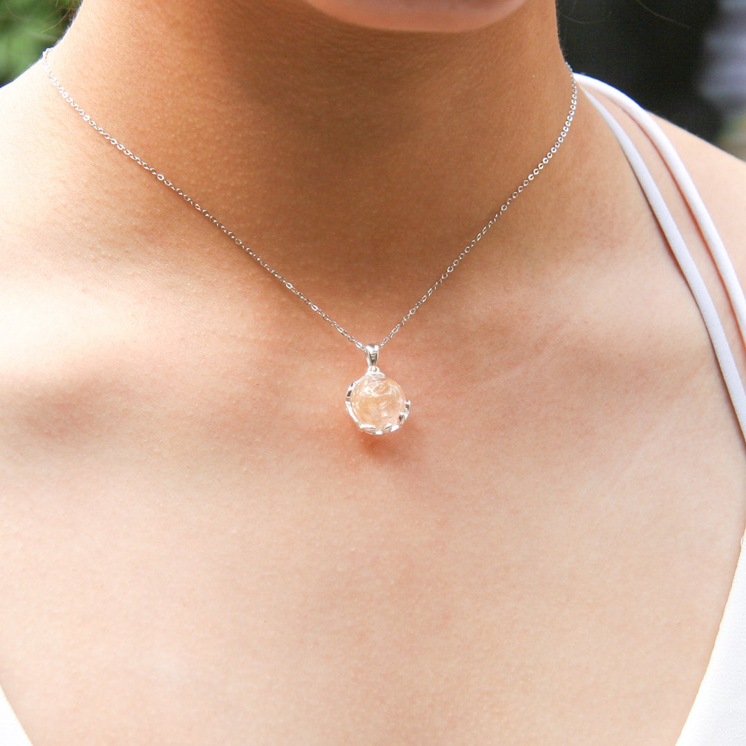 Gift Box - Aroma Necklace White Gold - Planet Nebula Nova (Pink) + Purify Oil Blend 3