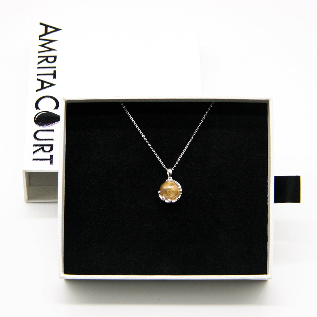 Gift Box - Aroma Necklace White Gold - Planet Nebula Nova (Pink) + Purify Oil Blend 4