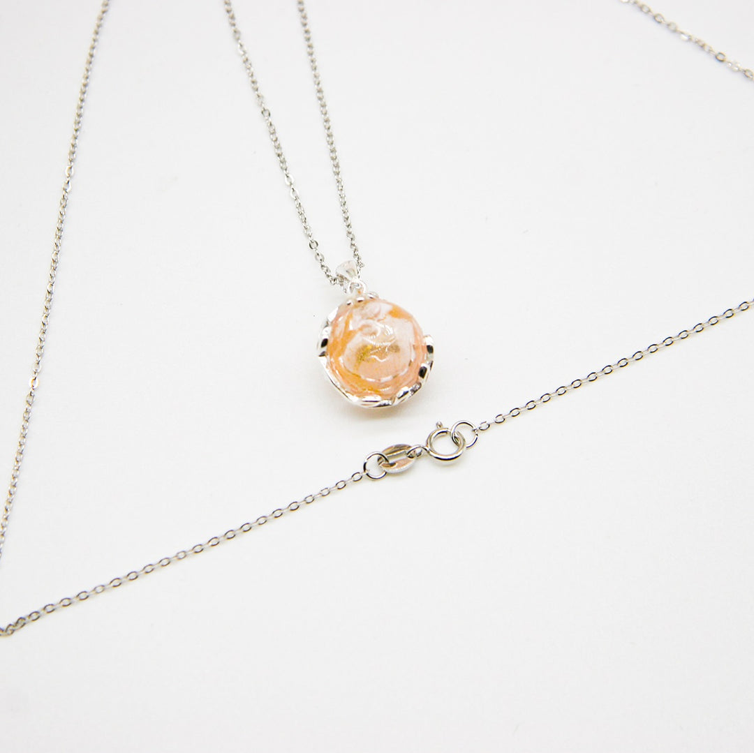Gift Box - Aroma Necklace White Gold - Planet Nebula Nova (Pink) + Purify Oil Blend 6