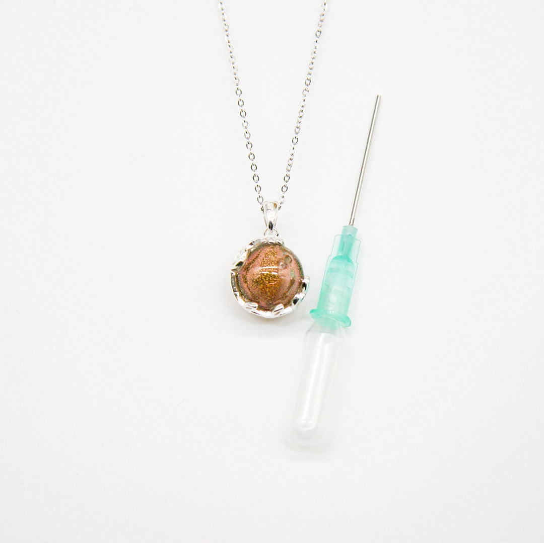 Gift Box - Aroma Necklace White Gold - Planet Plutonian Amethyst (Golden Purple) + Purify Oil Blend 5