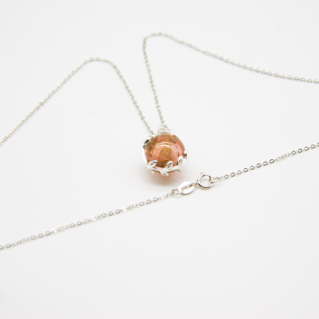 Gift Box - Aroma Necklace White Gold - Planet Plutonian Amethyst (Golden Purple) + Purify Oil Blend 6