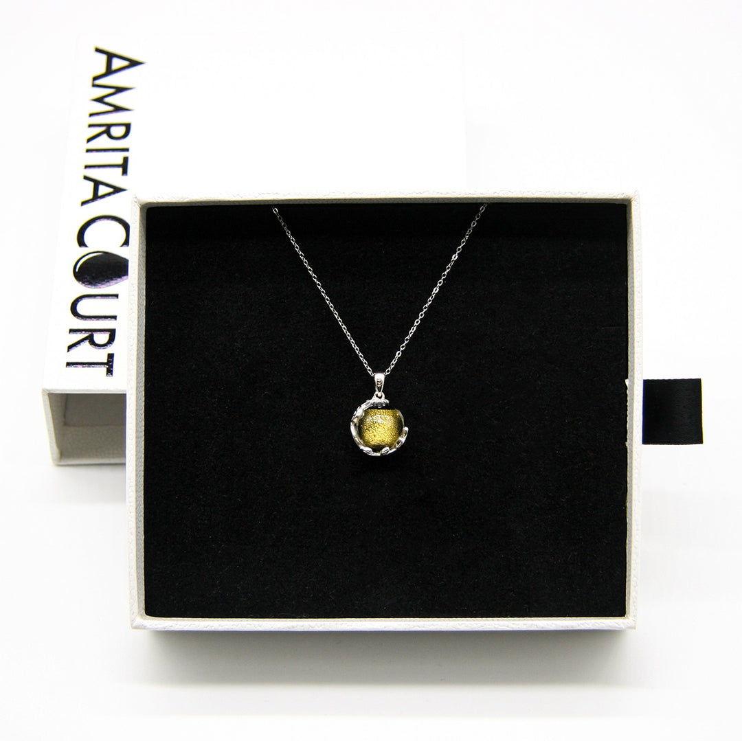 Gift Box - Aroma Necklace White Gold - Planet Stellar Midnight (Golden dark blue) + Purify Oil Blend 3