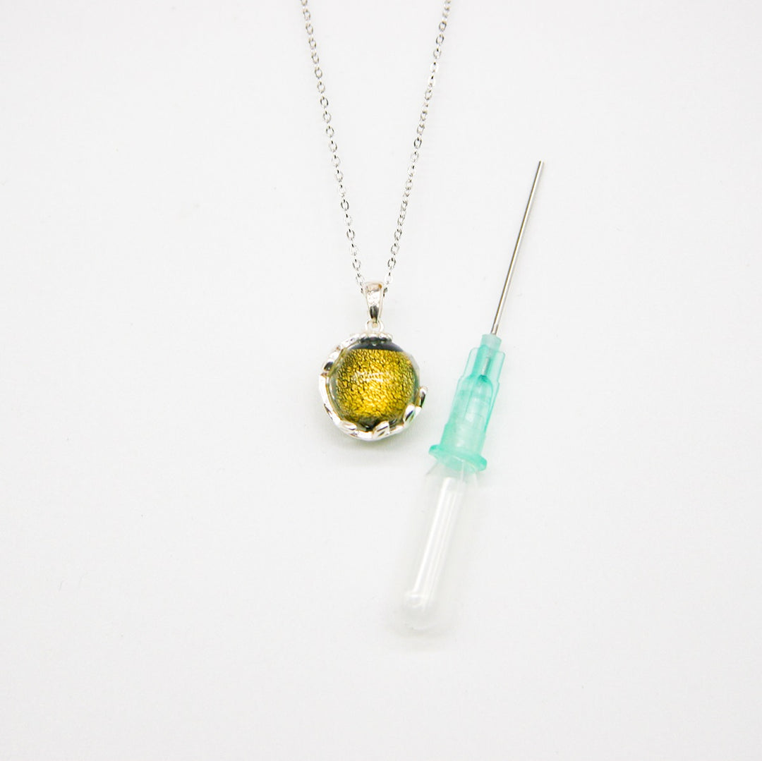Gift Box - Aroma Necklace White Gold - Planet Stellar Midnight (Golden dark blue) + Purify Oil Blend 4