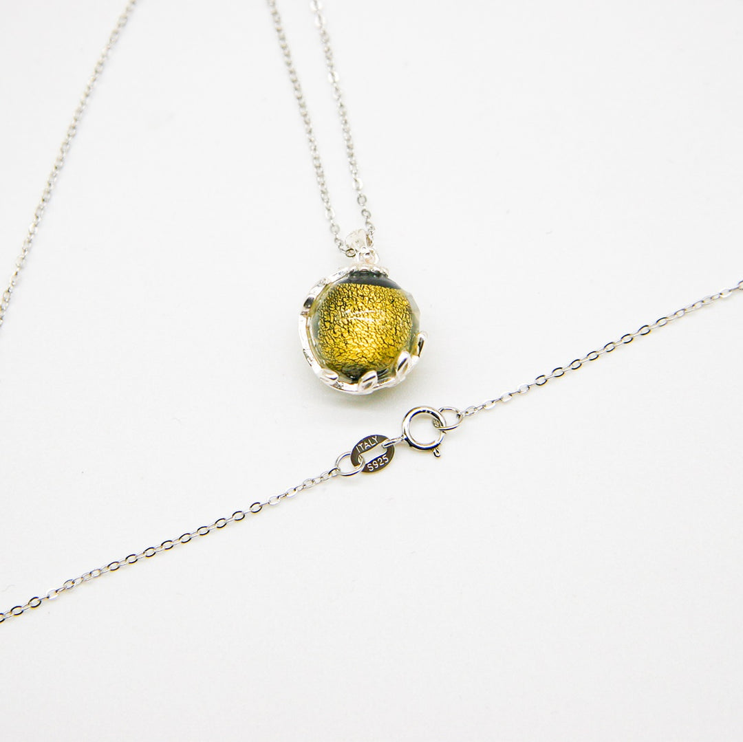 Gift Box - Aroma Necklace White Gold - Planet Stellar Midnight (Golden dark blue) + Purify Oil Blend 5