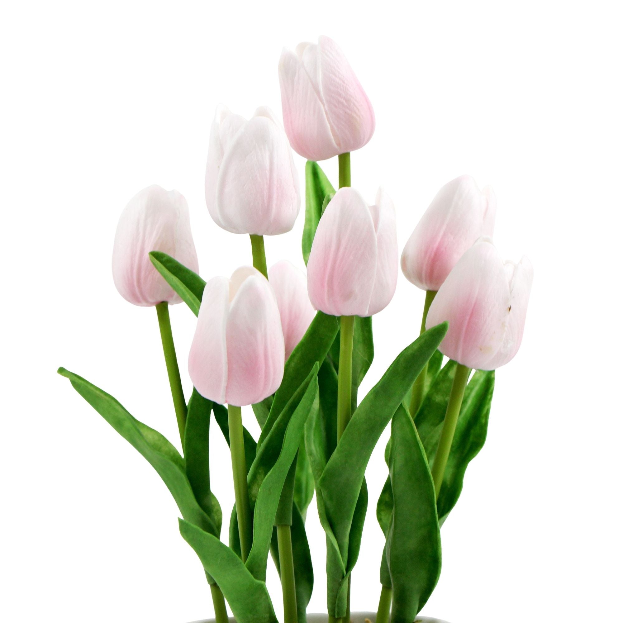 Flowering Pink Artificial Tulip Plant Arrangement With Ceramic Bowl 35cm 5