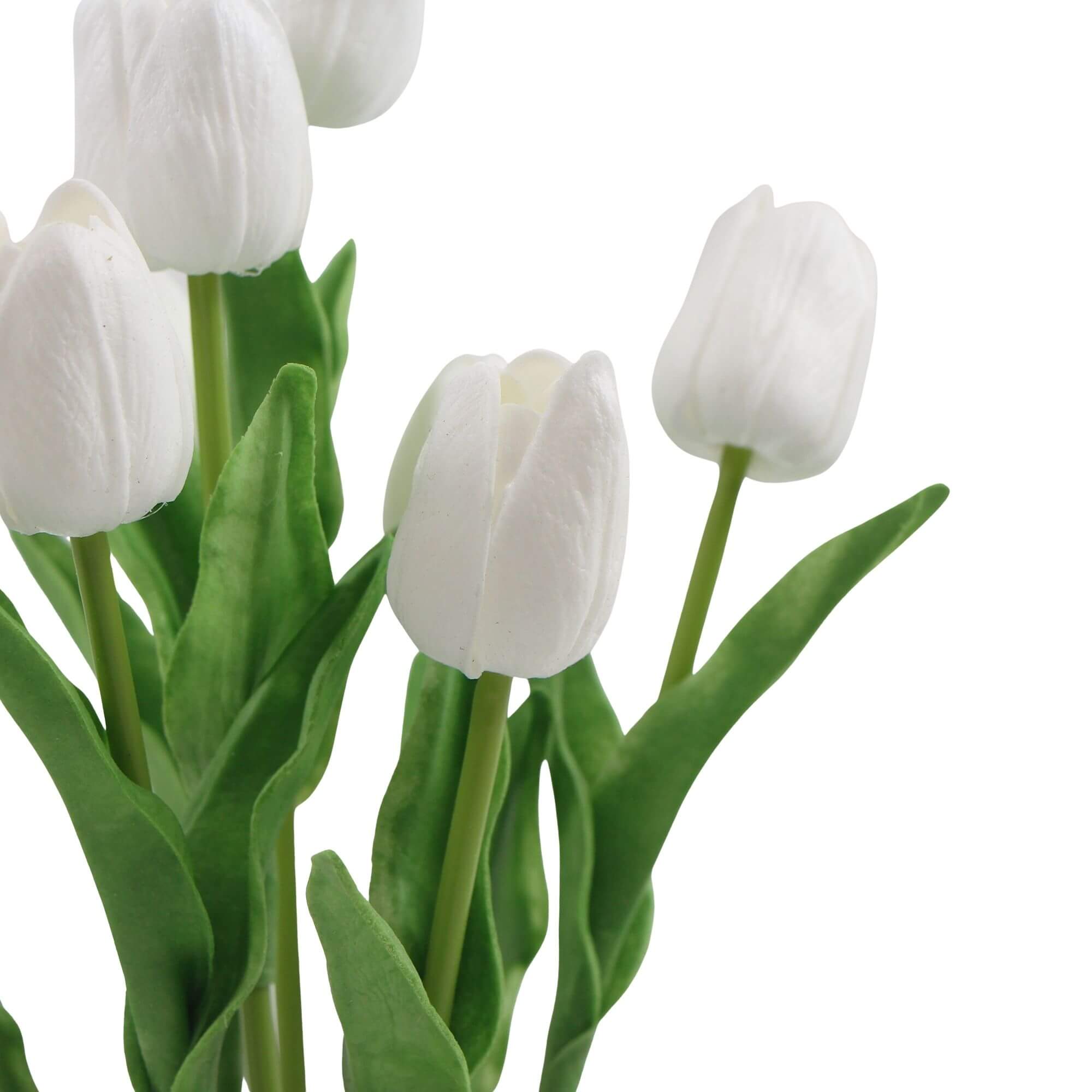 Flowering White Artificial Tulip Plant Arrangement With Ceramic Bowl 35cm 4