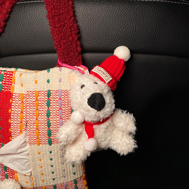 Cute Red Bear Car Tissue Holder - Woven Design 3