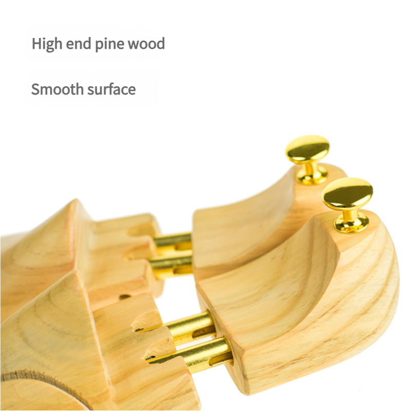 Adjustable Pine Wood Shoe Tree with Brass Knobs, Size EUR 43-44 3