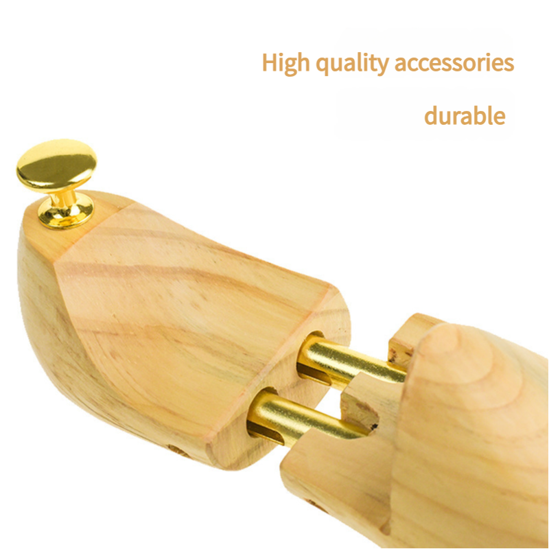 Adjustable Pine Wood Shoe Tree with Brass Knobs, Size EUR 45-46 3