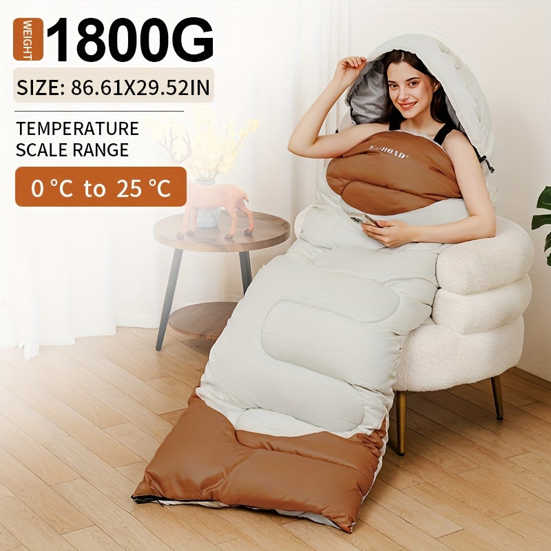 KAIROAD Extra Wide Mummy Sleeping Bag + FREE Accessories (Eye Mask, Earplugs, U-shaped Pillow) - 3 Season, Warm & Cold Weather, Waterproof 5