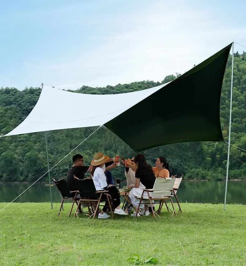 400*300 cm  2-3 Person Octagonal Camping Tent Tarp - Waterproof, UV Protection, Sunshade Canopy Shelter for Camping, Hiking, Picnic 4