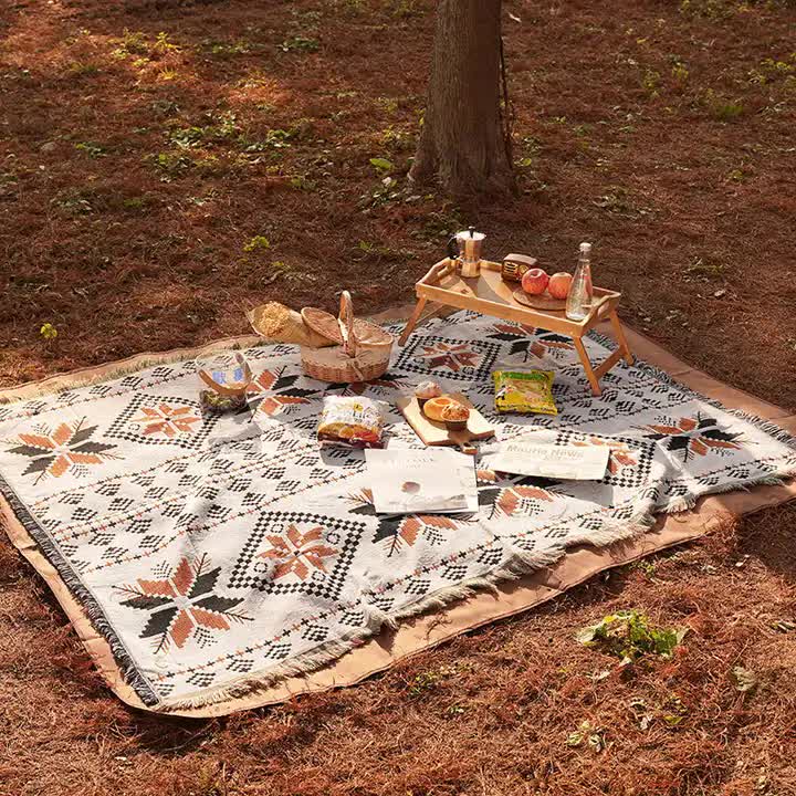 2pcs pack set 180*230cm Bohemian Picnic Blanket, Waterproof Camping Blanket, Outdoor Rug for Camping, Picnic, Beach 3