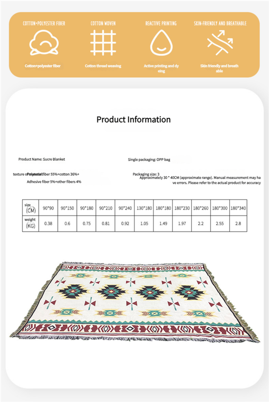 2pcs pack set 90*210cm Bohemian Picnic Blanket, Waterproof Camping Blanket, Outdoor Rug for Camping, Picnic, Beach 3