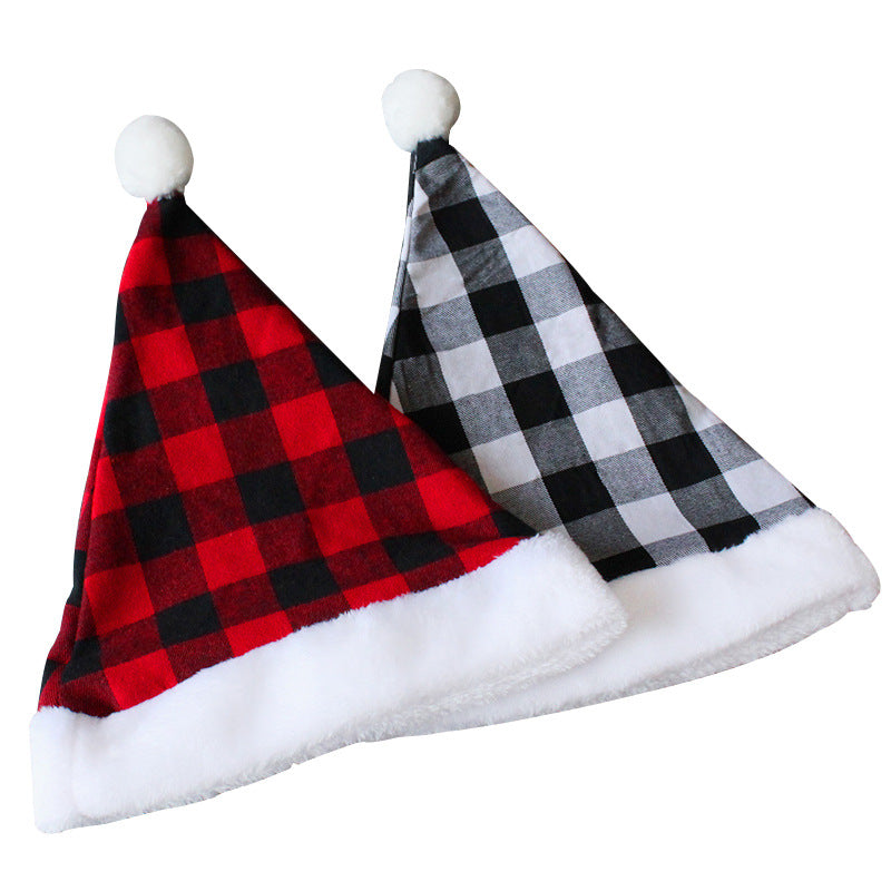 2 Pack Plaid Santa Hats for Adults, Buffalo Check Christmas Hats with White Fur Trim 4