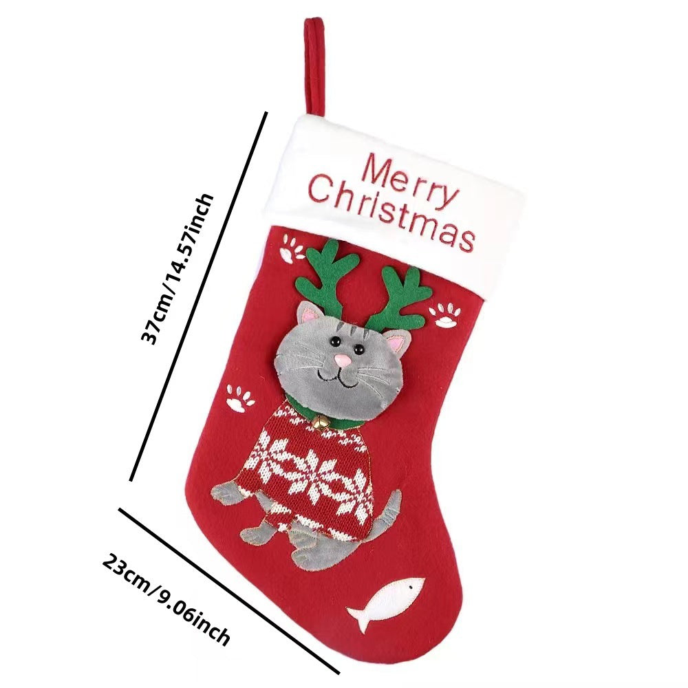 2pcs cute cat christmas stockings cartoon christmas socks gift bag christmas decoration socks christmas tree pendant 3