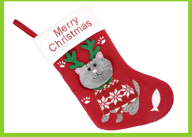 2pcs cute cat christmas stockings cartoon christmas socks gift bag christmas decoration socks christmas tree pendant 4