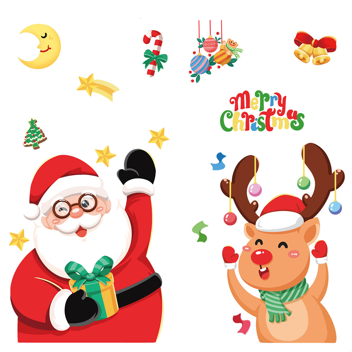 Christmas Window Stickers - Festive Santa Claus, Penguin, and Reindeer Decals for Holiday Home Decor - 2 Set of 16 Sheets (25*35cm) 3