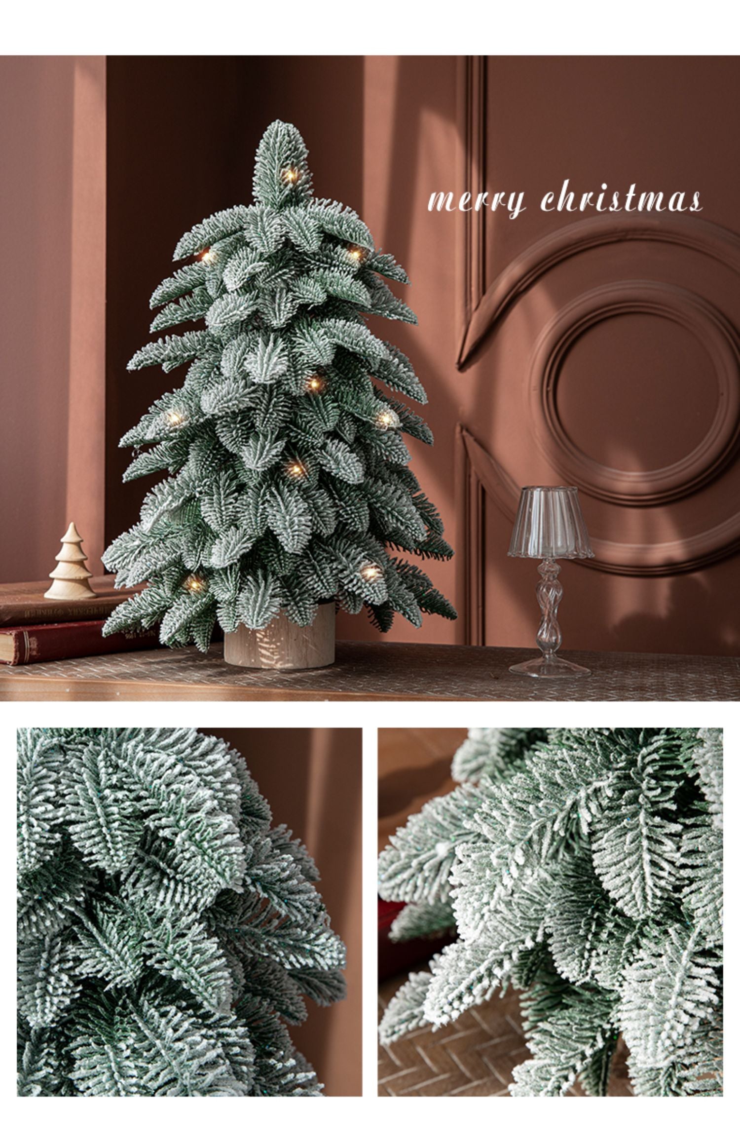 55cm Frosted Mini Christmas Tree – Snow-Covered Indoor Holiday Decoration 3