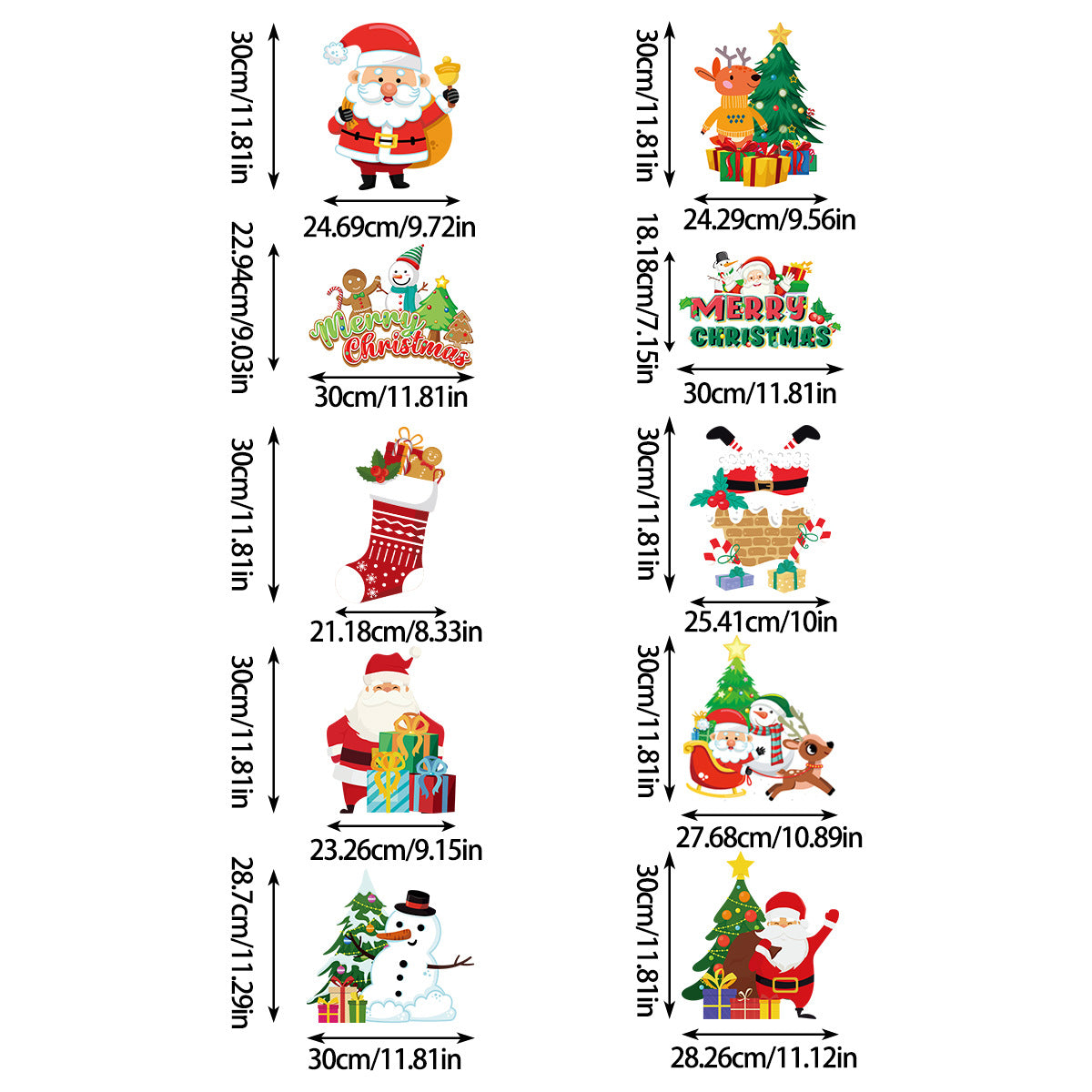 Set of 10 Christmas Hanging Door Decorations - Santa, Snowman, Stocking, and Gingerbread Ornaments  (3 set,  30 pieces) 3