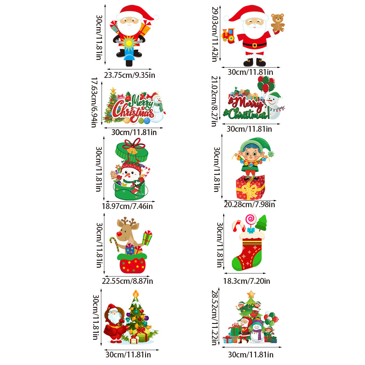 Set of 10 Christmas Hanging Door Decorations - Santa, Snowman, Stocking, and Gingerbread Ornaments  (3 set,  30 pieces) 4