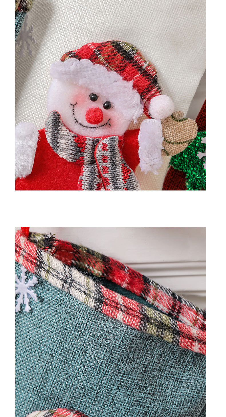 Set of 4 Christmas Stockings with Santa, Reindeer, Snowman, and Teddy Bear - Holiday Mantel Decor 4