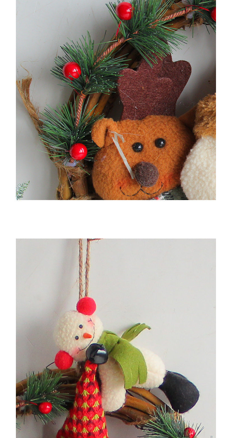 Rustic Christmas Wreath with Santa, Reindeer, and Snowman - Holiday Door Decoration 3